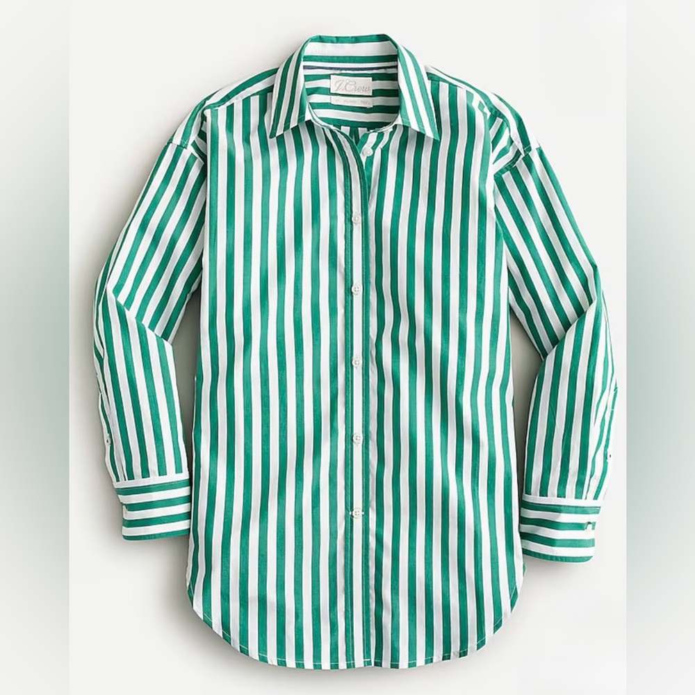 Relaxed-fit crisp cotton poplin shirt in stripe J. Crew NWT